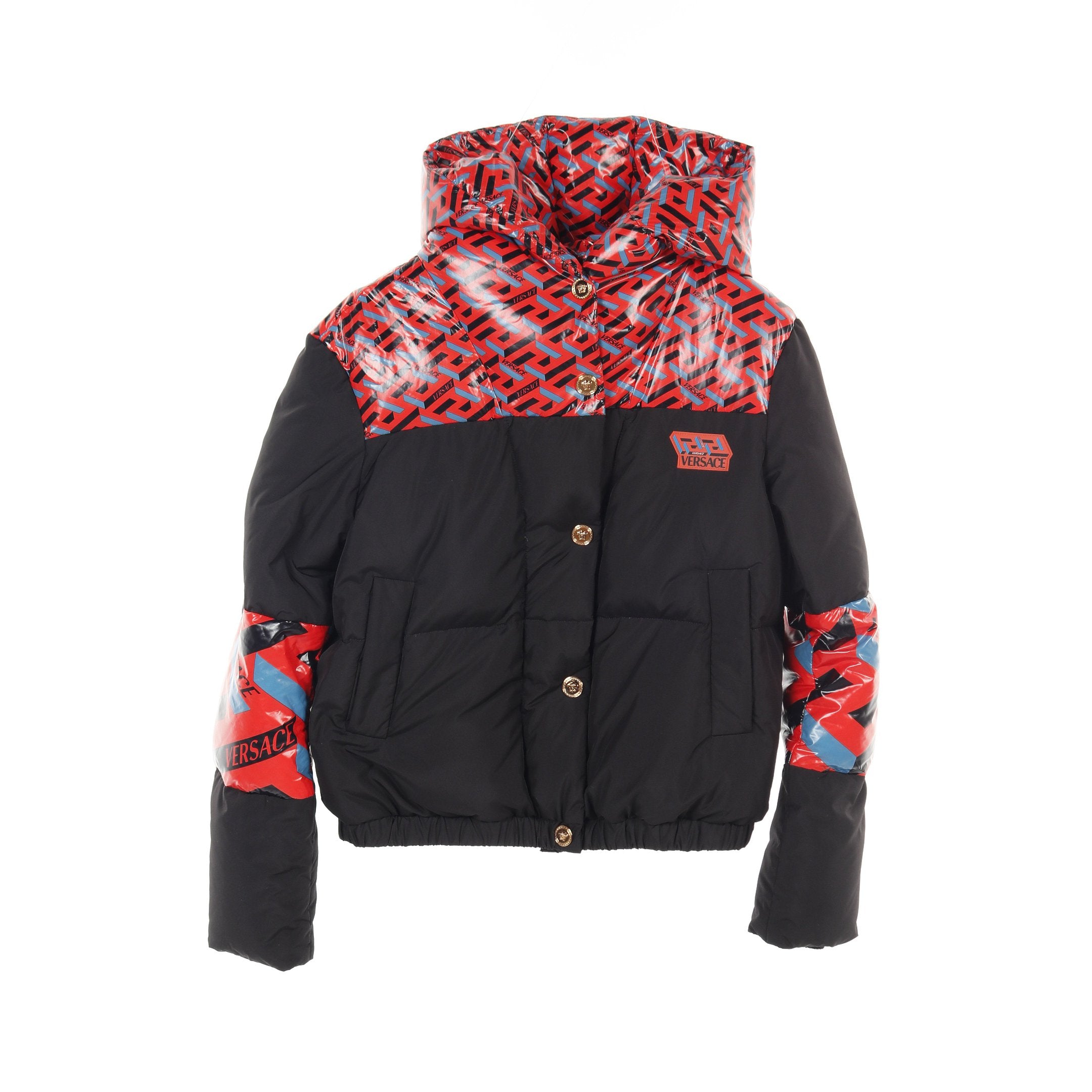 メドゥーサボタン ダウンジャケット ナイロン ブラック マルチカラー