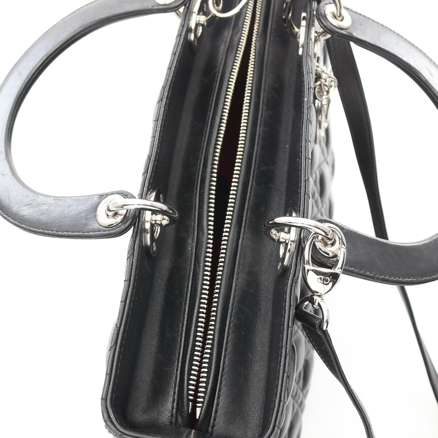 レディディオール カナージュ ラージ ハンドバッグ レザー ブラック 2WAY クリスチャンディオール バッグ Christian Dior