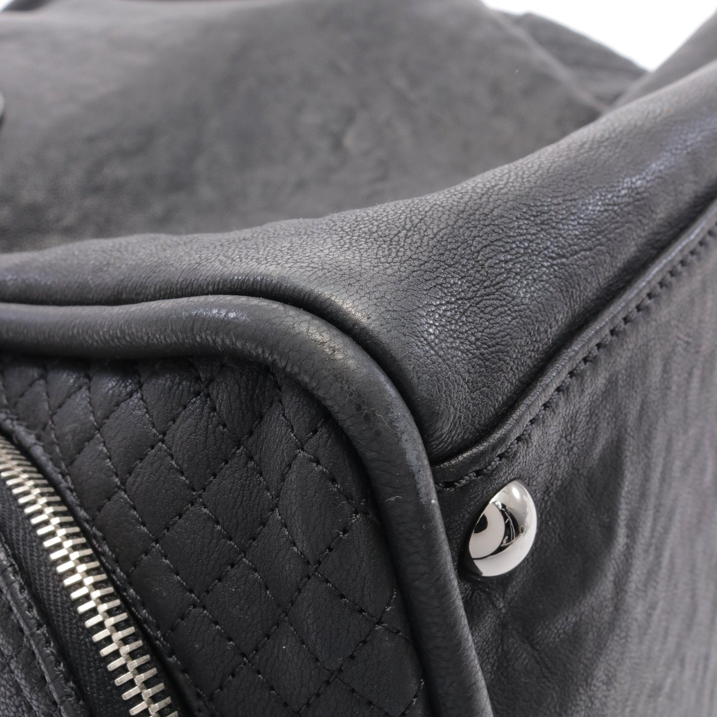 ココマーク ボーリングバッグ ハンドバッグ レザー ブラック シルバー金具 シャネル バッグ CHANEL