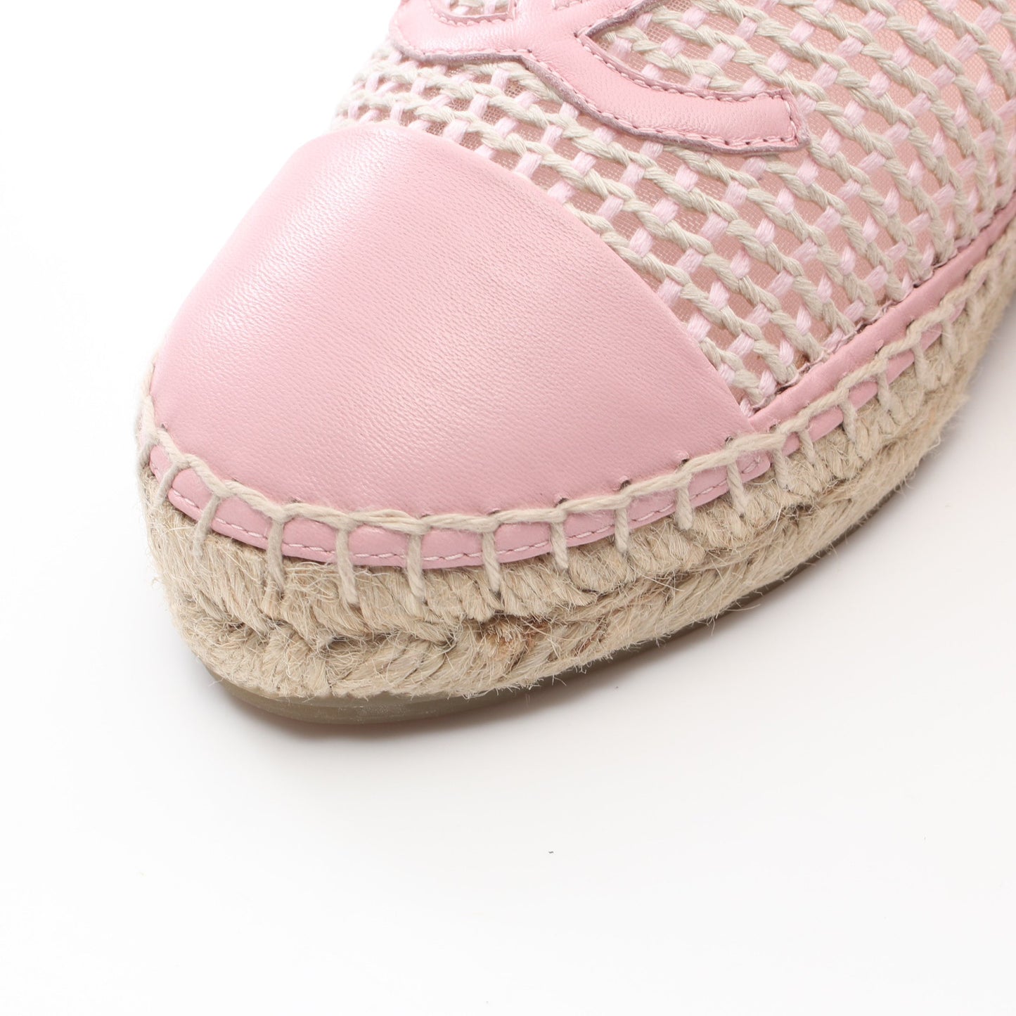ココマーク エスパドリーユ スリッポン レザー ジュート ライトピンク ベージュ メッシュ シャネル シューズ CHANEL