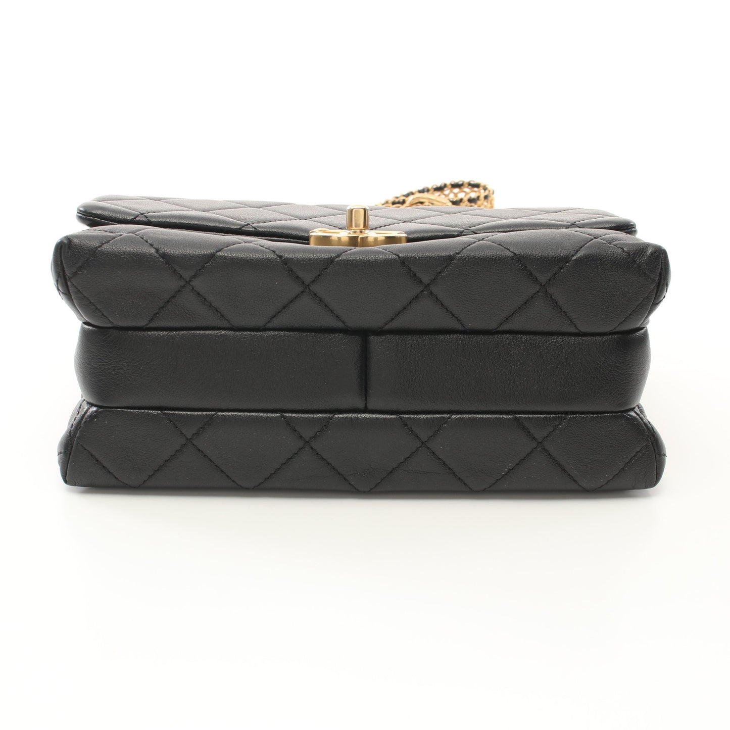 マトラッセ チェーンショルダーバッグ ラムスキン ブラック ゴールド金具 シャネル バッグ CHANEL