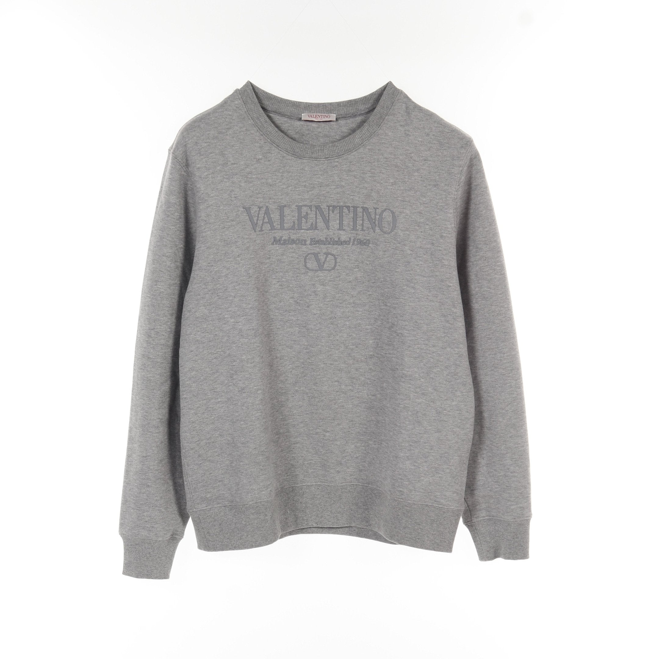 ヴァレンティノ　スウェット ロゴ スウェットシャツ クルーネック コットン グレー ヴァレンティノ