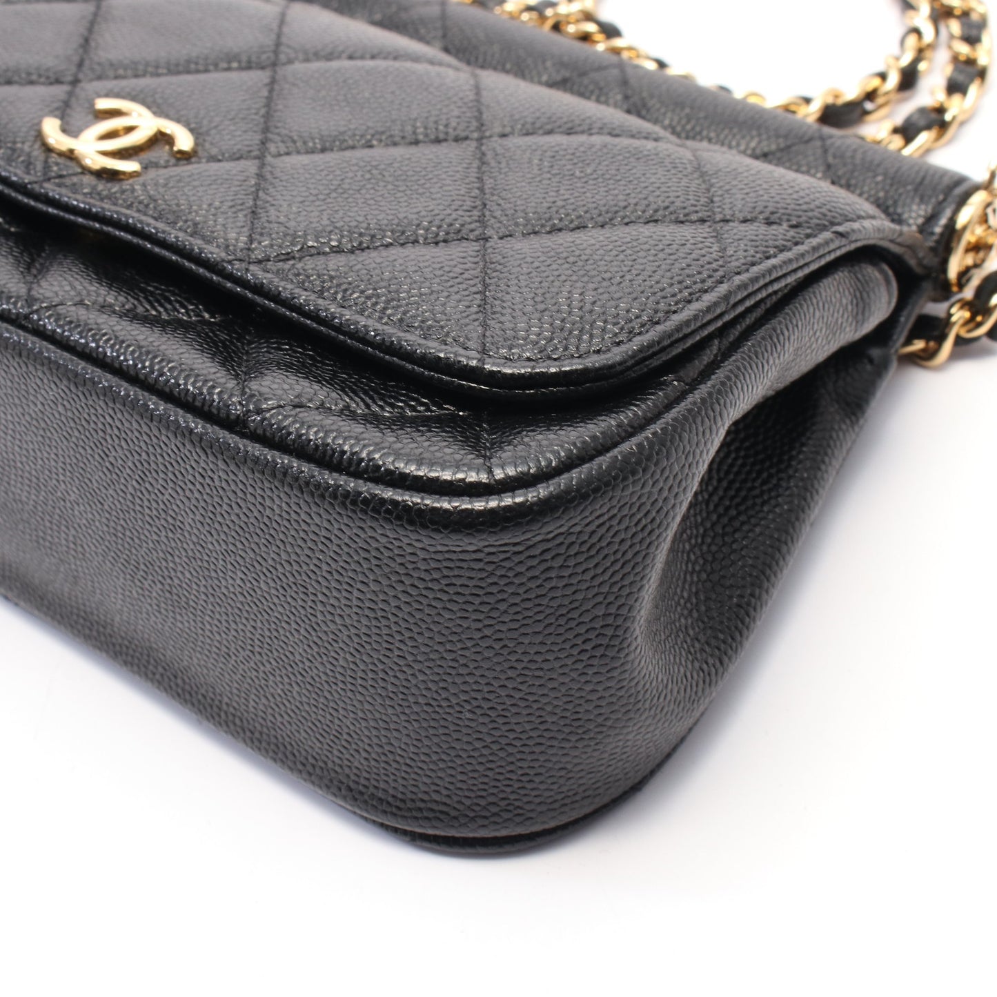 マトラッセ チェーンショルダーバッグ キャビアスキン ブラック ゴールド金具 シャネル バッグ CHANEL
