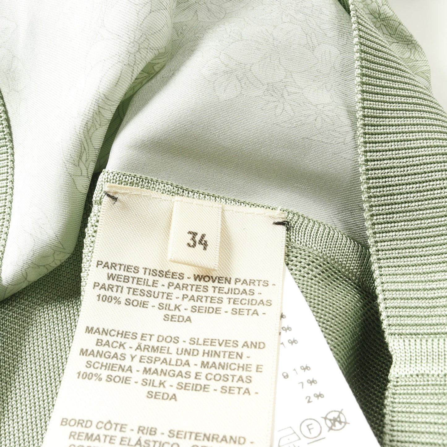 BRIDES de GALA en fleurs ニット 半袖 シルク ライトグリーン スカーフ切替 エルメス トップス HERMES