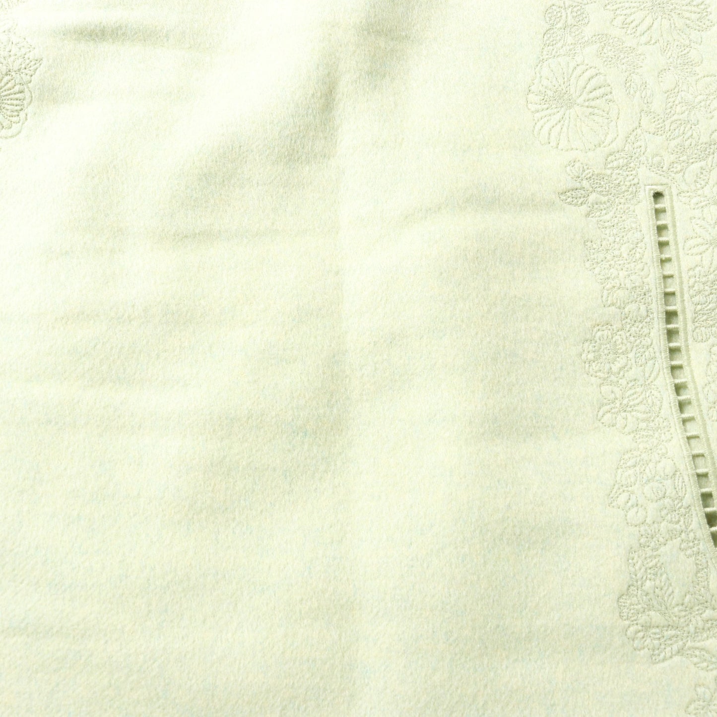 ミニ スカート 花柄 刺繍 カシミヤ ライトグリーン エルメス ボトムス HERMES