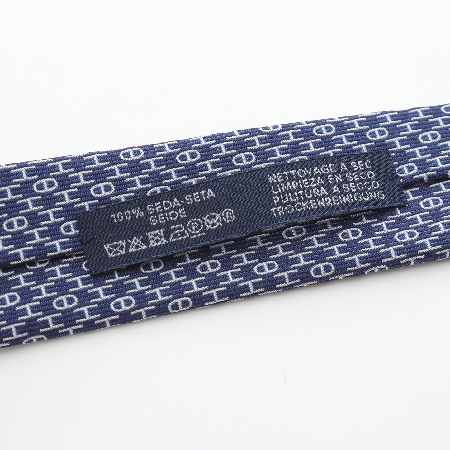 H柄 シェーヌダンクル ネクタイ シルク ネイビー エルメス 財布・小物 HERMES