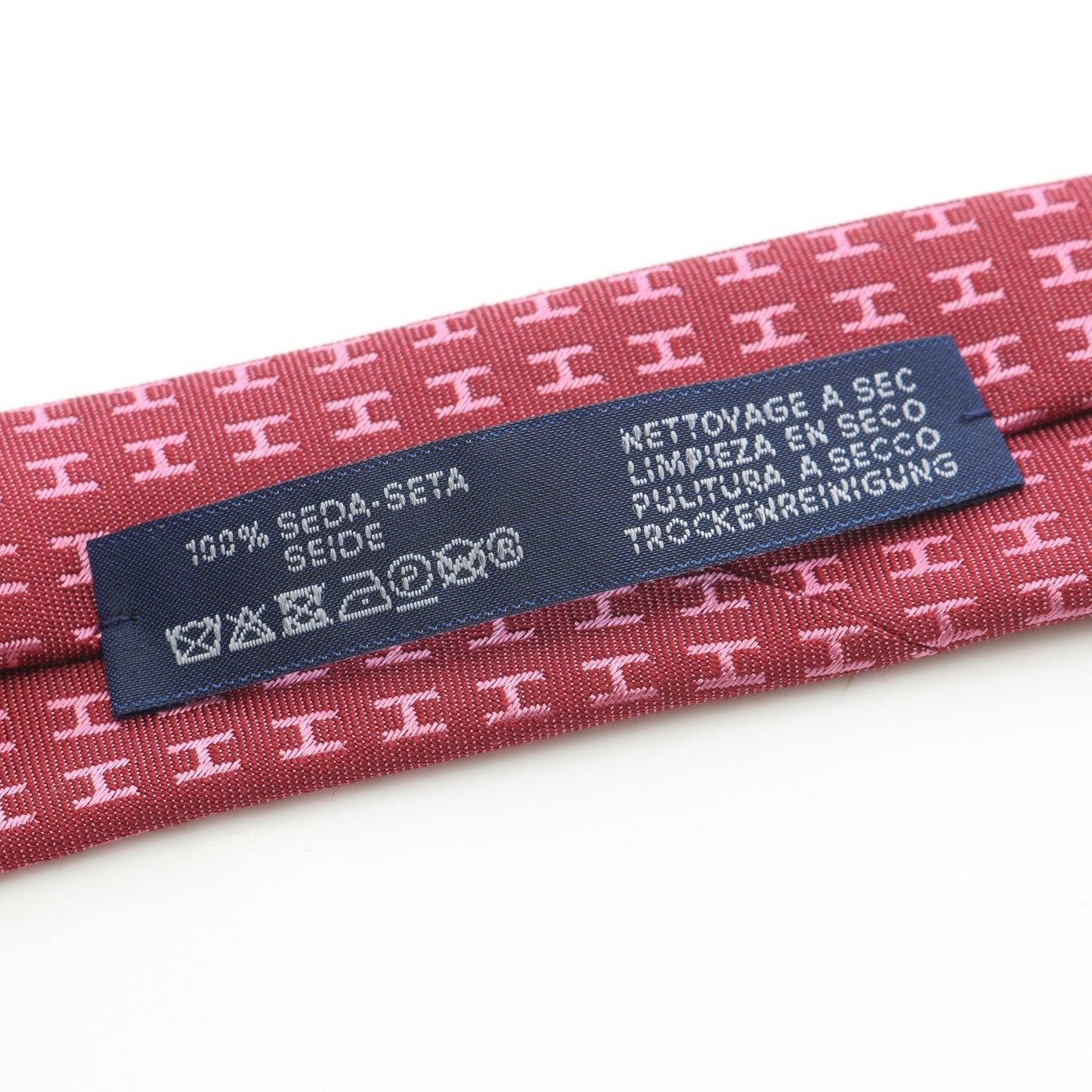 H柄 ネクタイ シルク ピンクレッド エルメス 財布・小物 HERMES