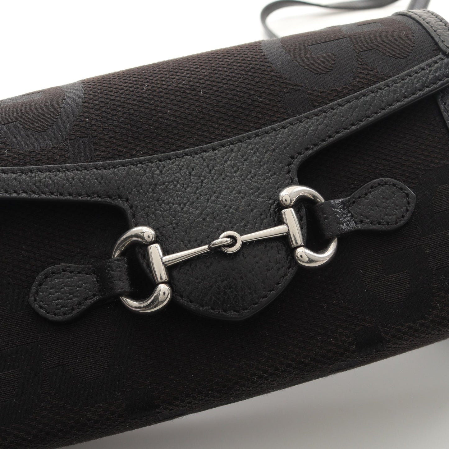 ホースビット1955 ジャンボGG ショルダーバッグ キャンバス レザー ブラック グッチ バッグ GUCCI