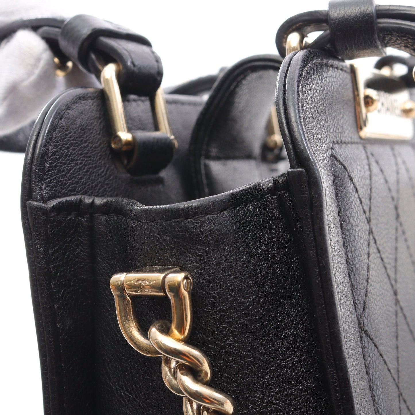 マトラッセ チェーンショルダーバッグ レザー ブラック ゴールド金具 2WAY シャネル バッグ CHANEL