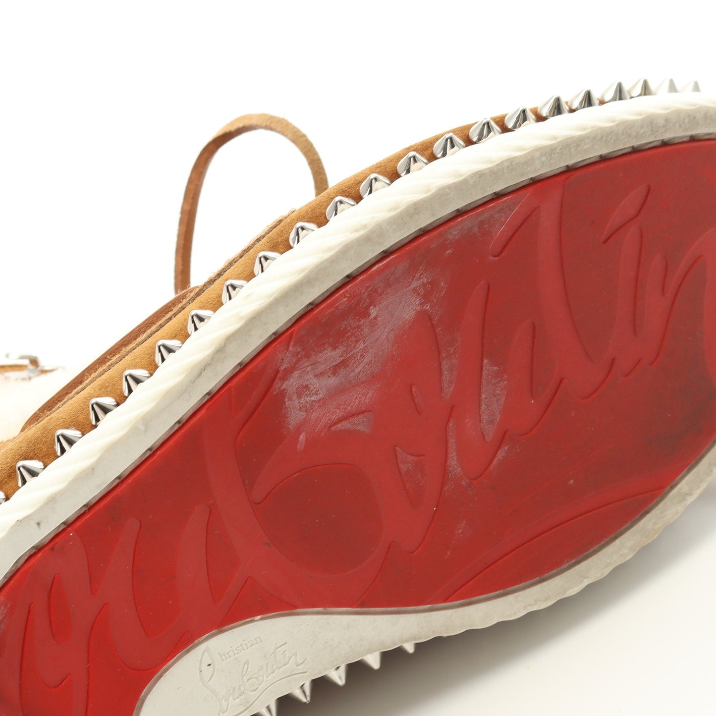 TORONT FLAT スパイクスタッズ モカシン ブーツ スエード ムートン ブラウン オフホワイト クリスチャンルブタン シューズ Christian Louboutin