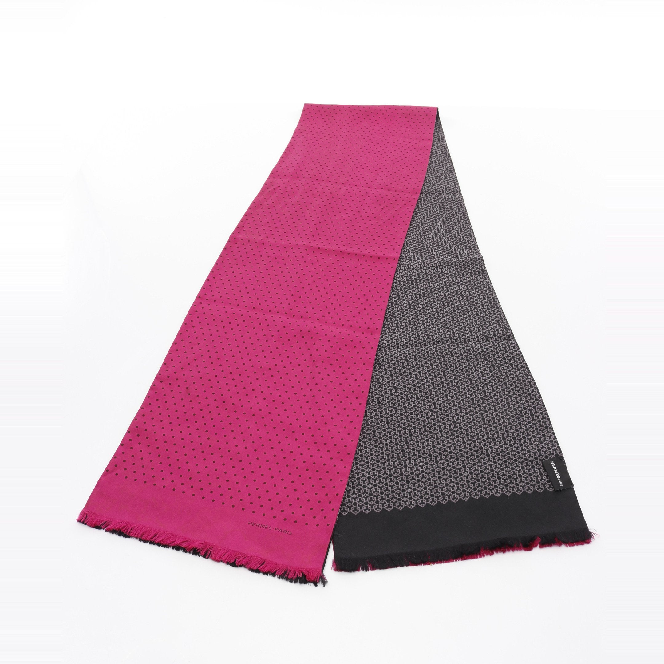 スカーフ ドット 総柄 シルク ピンクパープル ブラック グレー ダブル