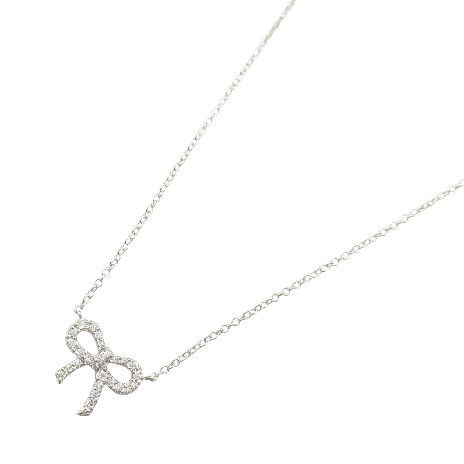 k18wgリボン型ダイア付きネックレス VENDOME AOYAMA ヴァンドーム青山 K18WGダイヤモンドネックレス リボン