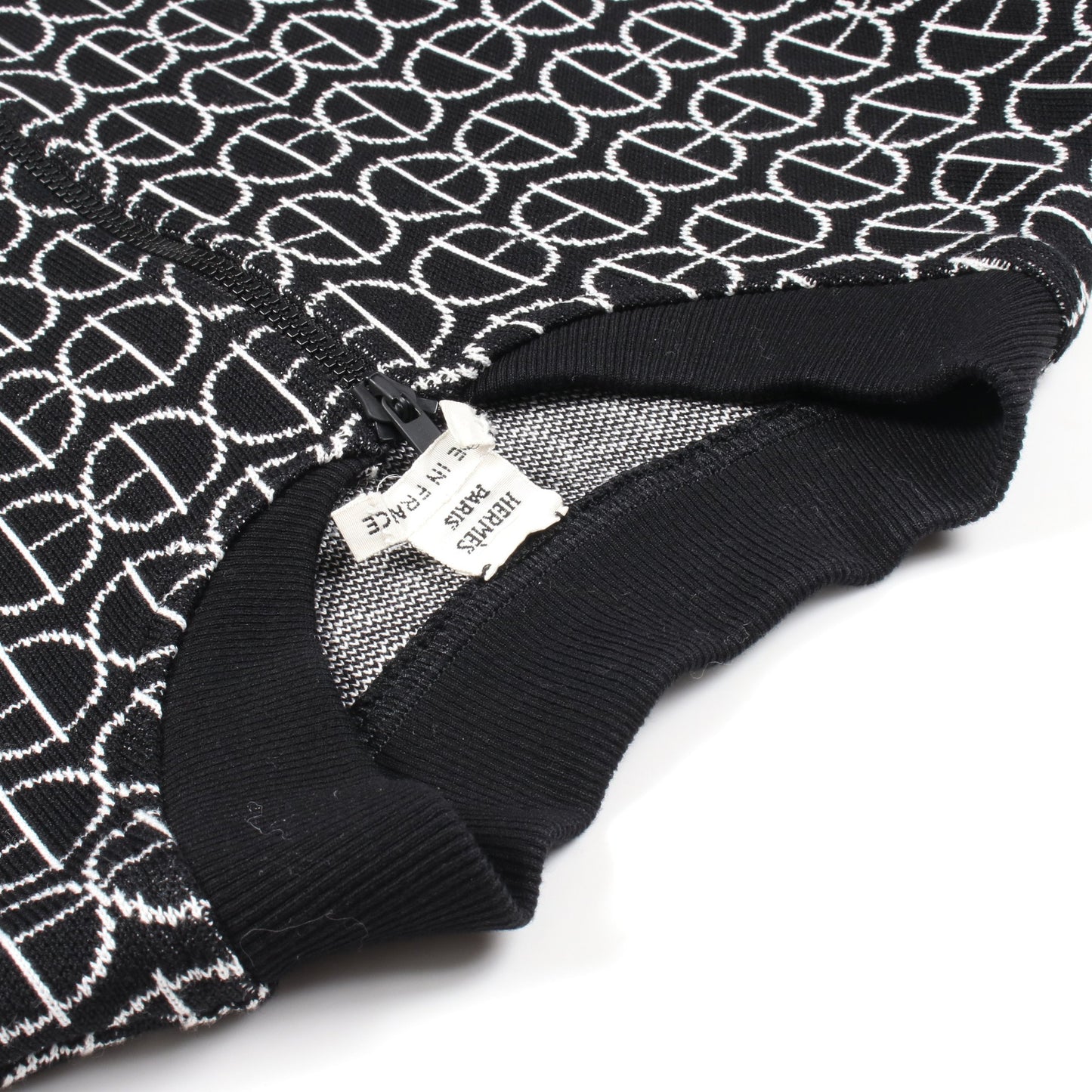 ハーフジップ ワンピース コットン ブラック ホワイト エルメス ワンピース HERMES