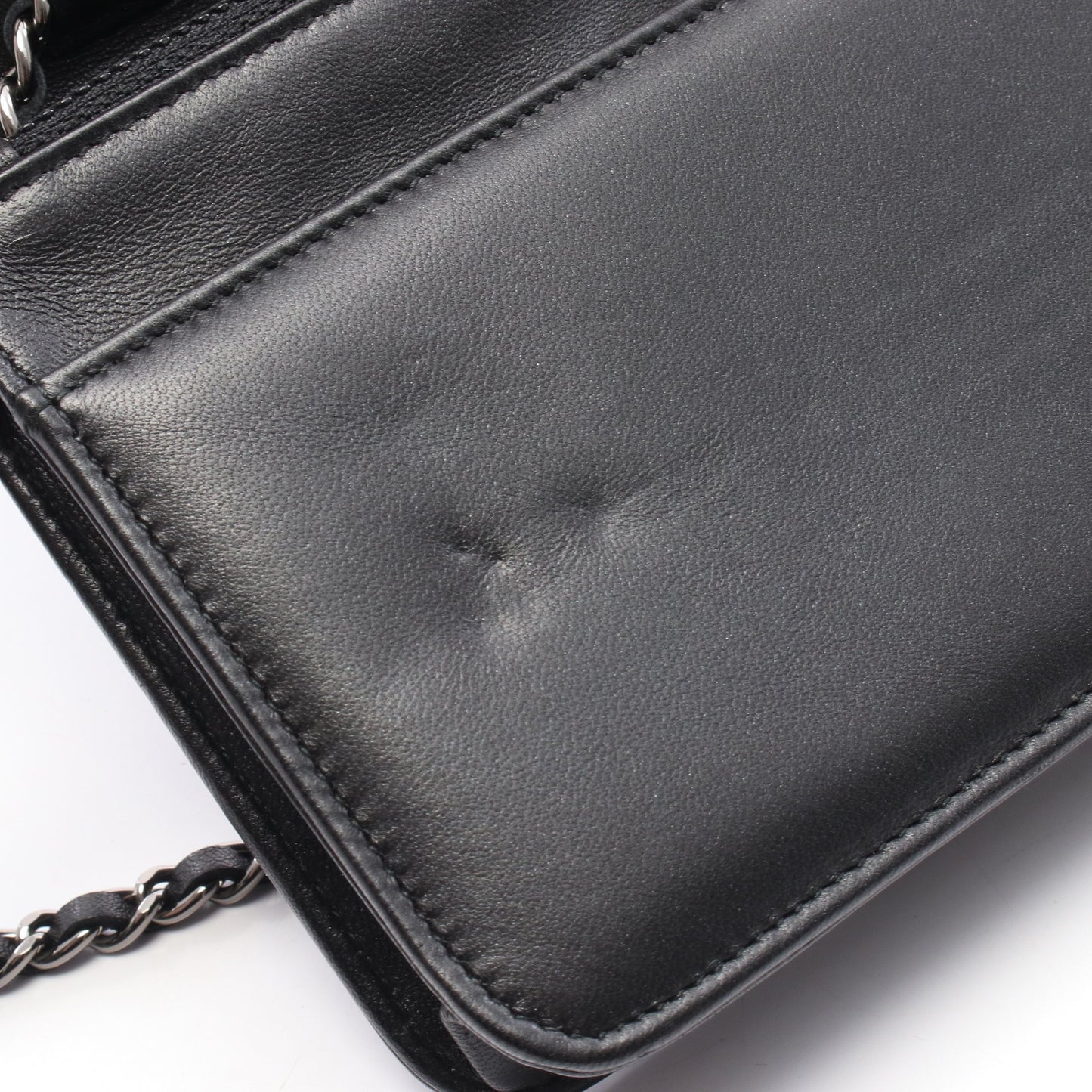ココマーク チェーンウォレット レザー ブラック シルバー金具 シャネル バッグ CHANEL