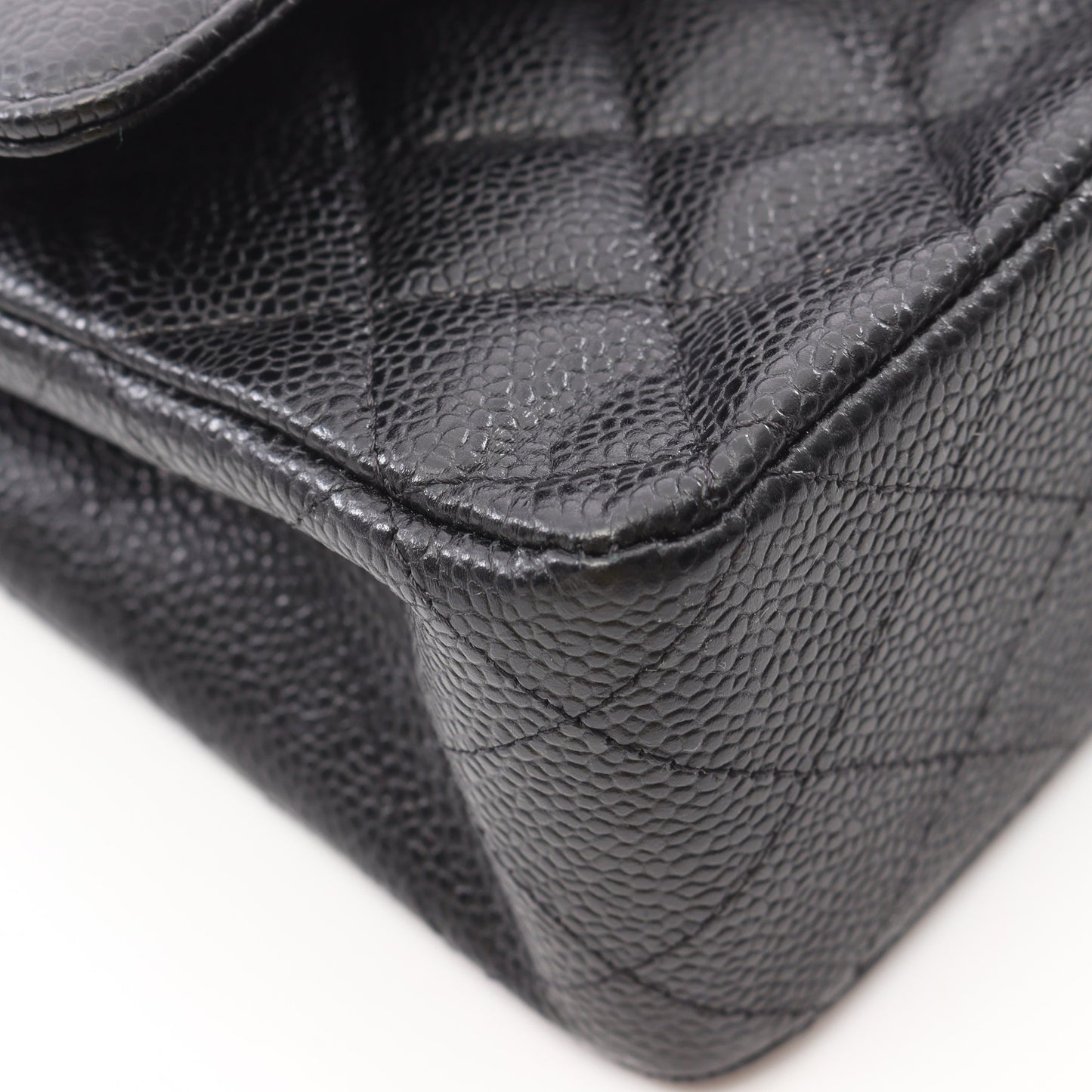 マトラッセ Wフラップ Wチェーンショルダーバッグ キャビアスキン ブラック シルバー金具 シャネル バッグ CHANEL