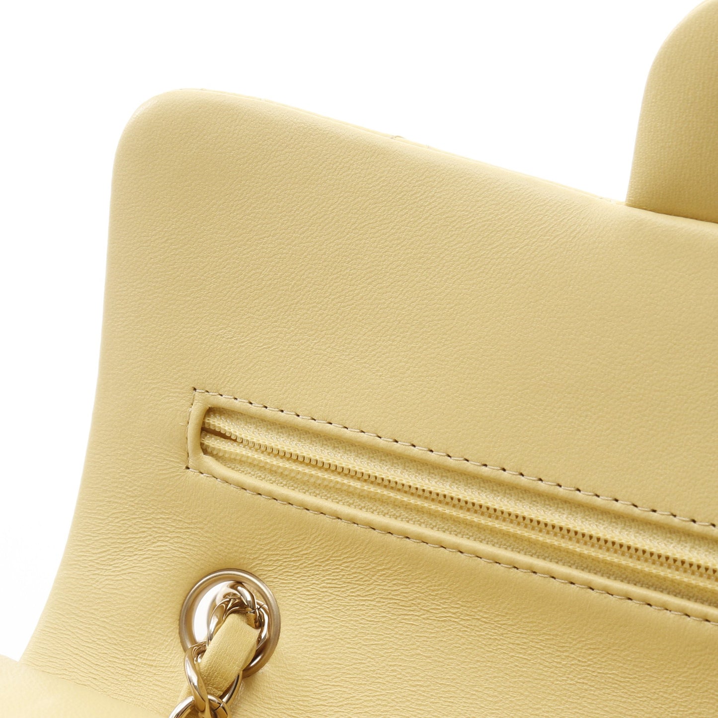 マトラッセ Wフラップ Wチェーンショルダーバッグ ラムスキン ライトイエロー ゴールド金具 シャネル バッグ CHANEL