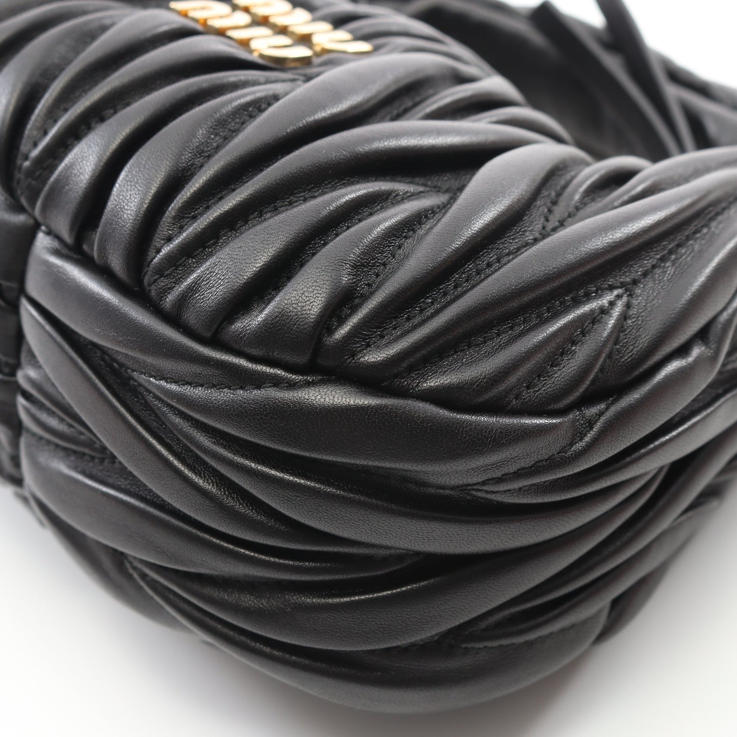 ワンダー マテラッセ ハンドバッグ レザー ブラック 2WAY ミュウミュウ バッグ miu miu