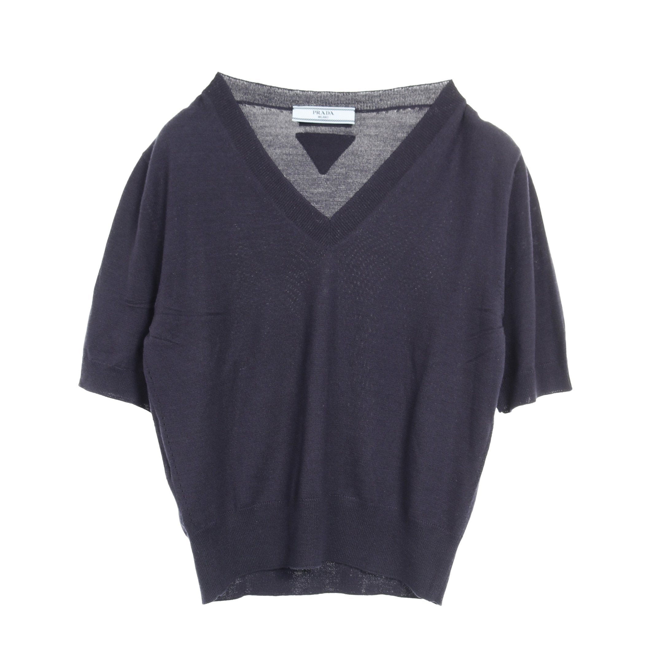 新品PRADA 半袖ニットセーター ネイビー・オレンジ S PRADA - プラダ PRADA P24M0F S191 1TI6 ニットの通販 by KOMEHYO