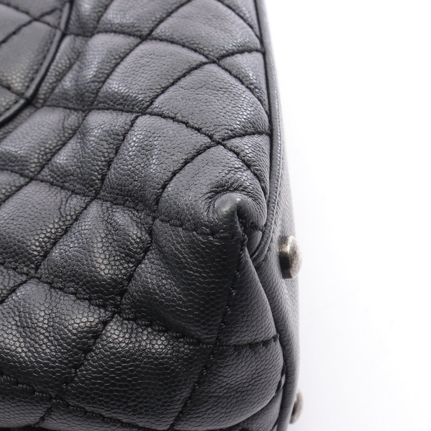 マトラッセ ココハンドル ハンドバッグ キャビアスキン ブラック アンティークシルバー金具 2WAY シャネル バッグ CHANEL