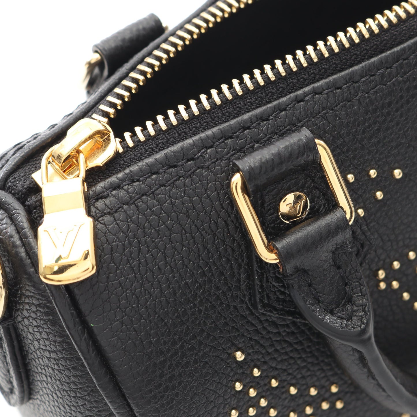 ナノ スピーディ スタッズ モノグラムアンプラント ハンドバッグ レザー ブラック 2WAY ルイヴィトン バッグ LOUIS VUITTON