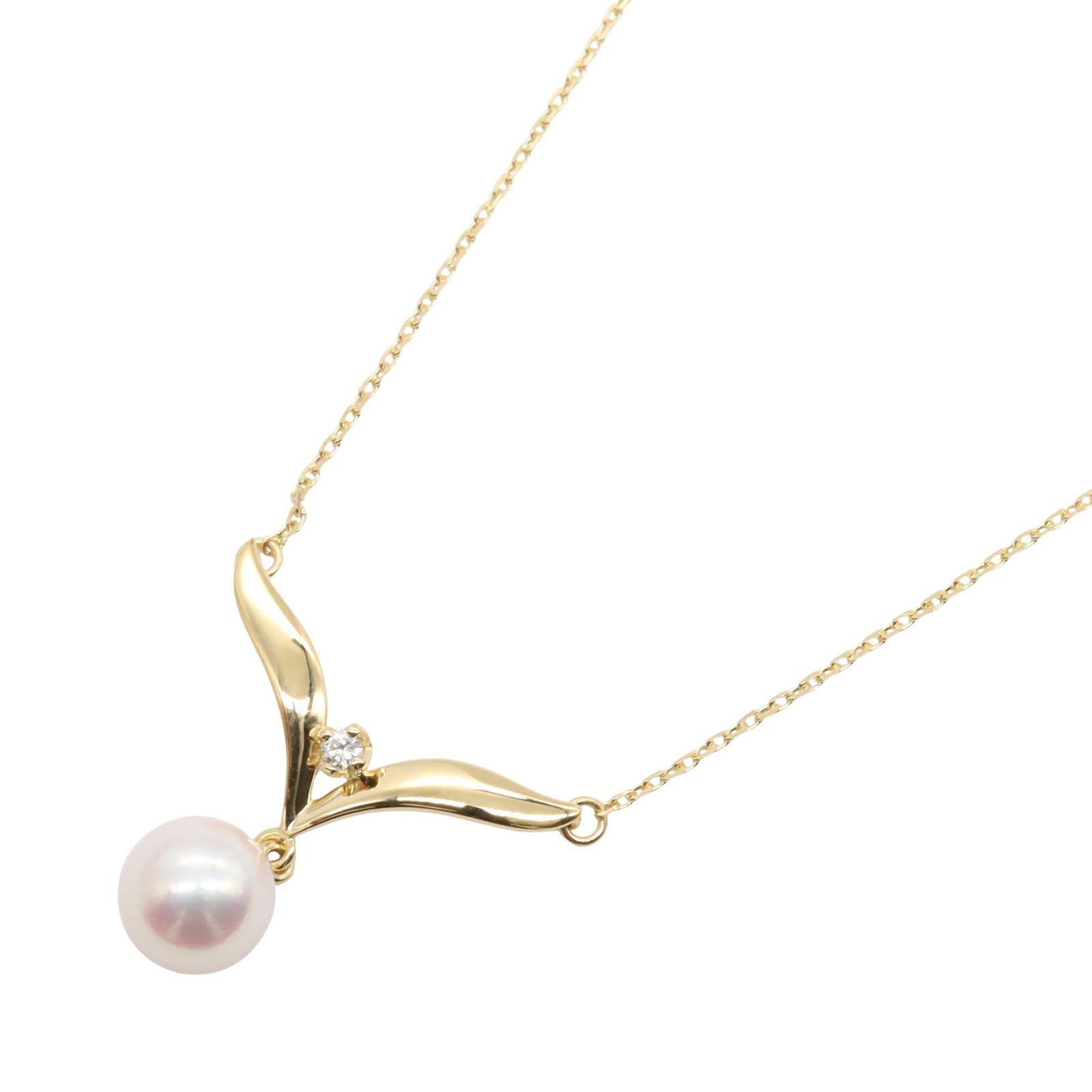 パール ダイヤ ネックレス ネックレス K18（イエローゴールド