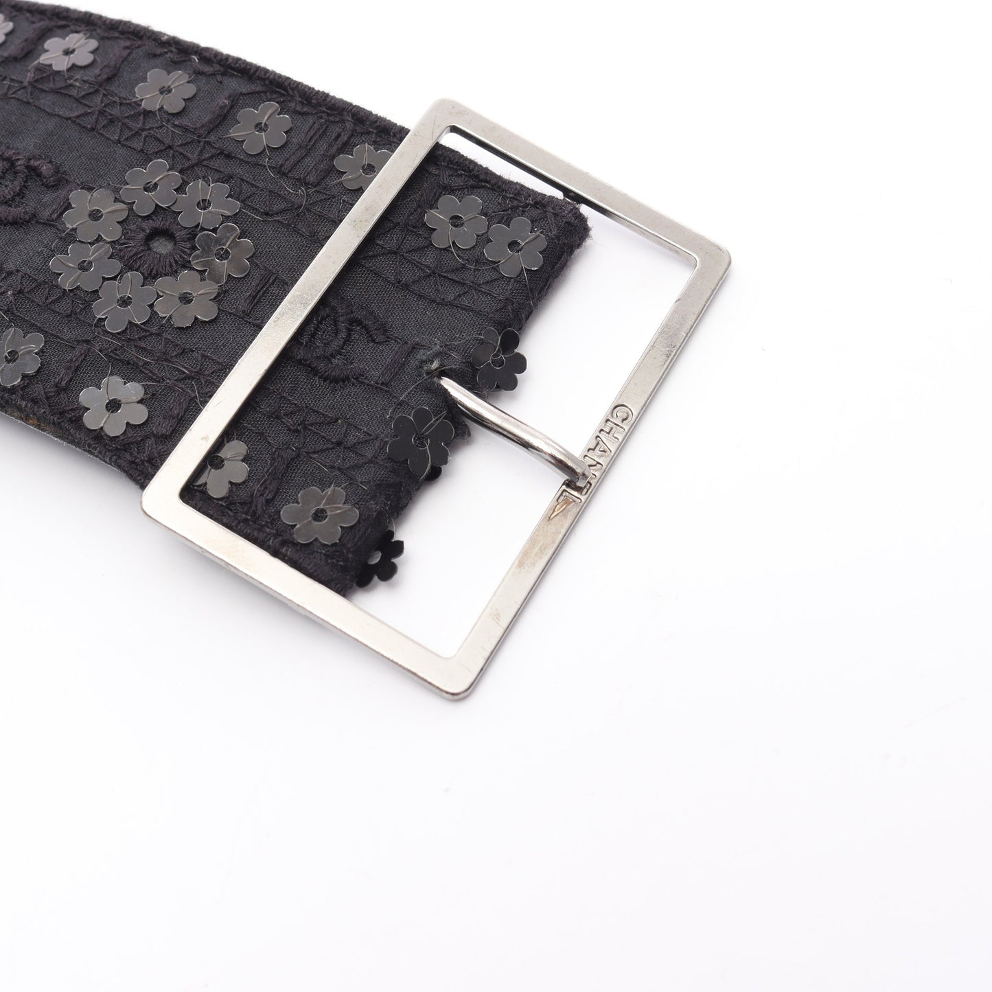 ココマーク ベルト フラワー スパンコール ファブリック レザー ブラック シルバー金具 06P シャネル 財布・小物 CHANEL