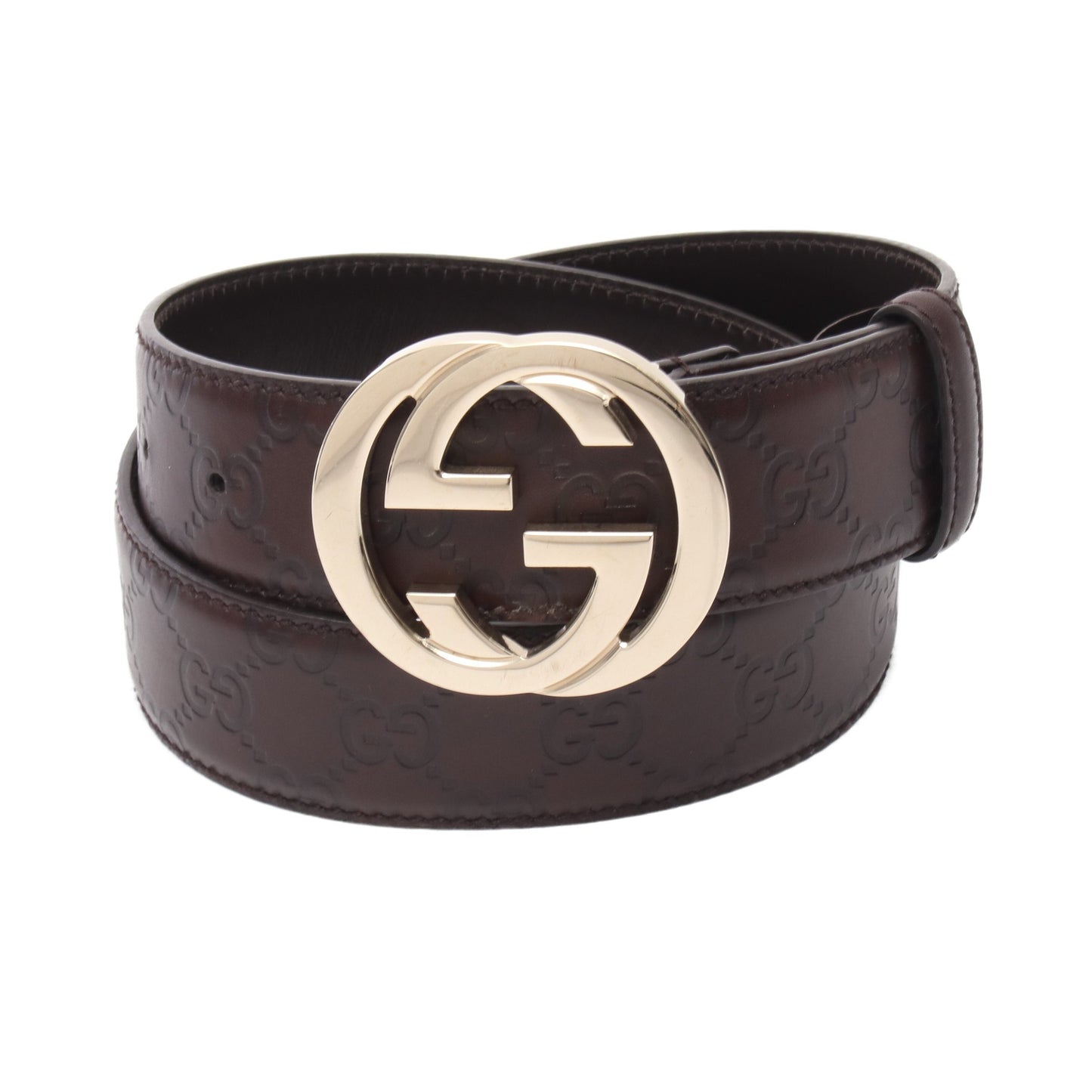 インターロッキングG グッチシマ ベルト レザー ダークブラウン グッチ 財布・小物 GUCCI