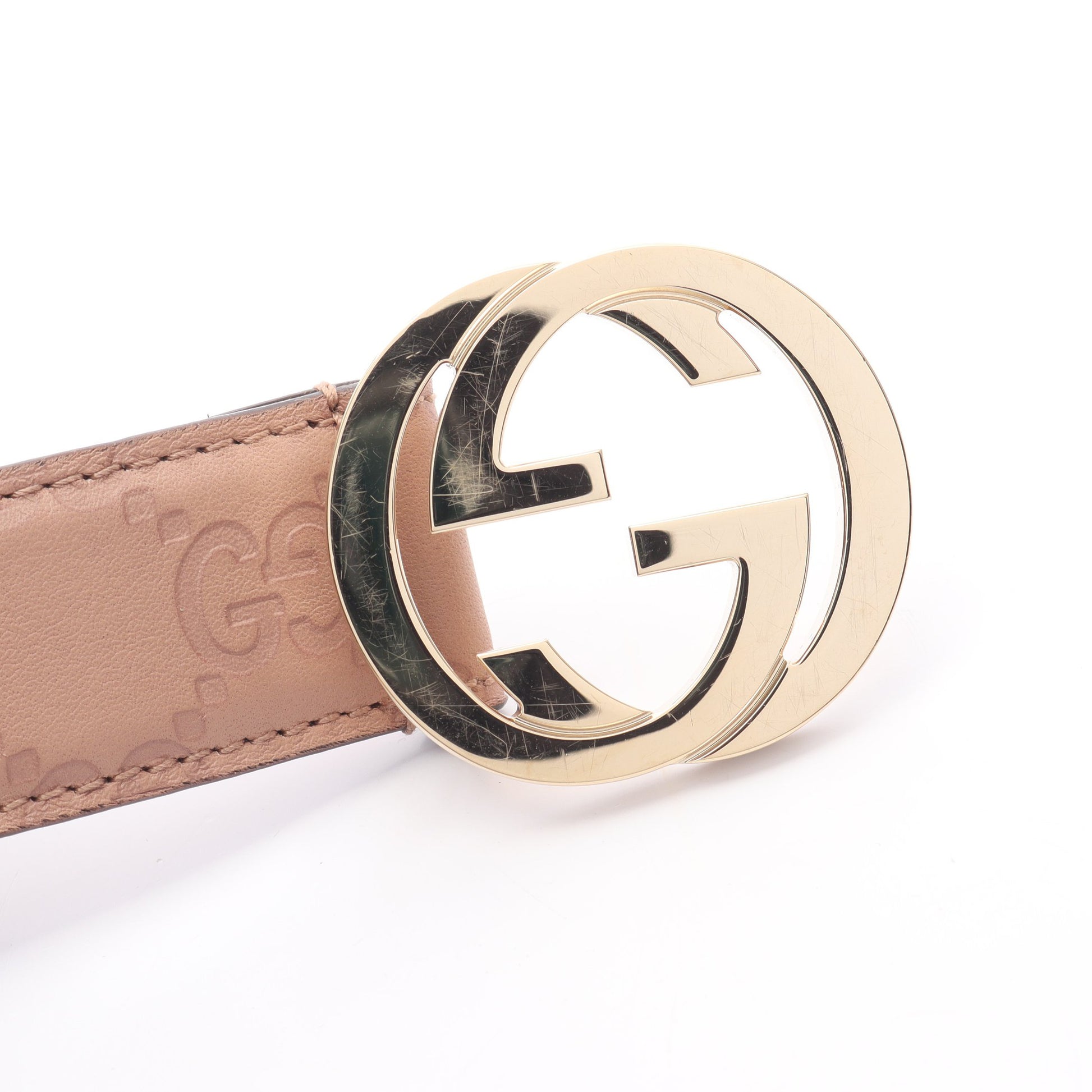 インターロッキングG グッチシマ ベルト レザー ピンクベージュ グッチ 財布・小物 GUCCI