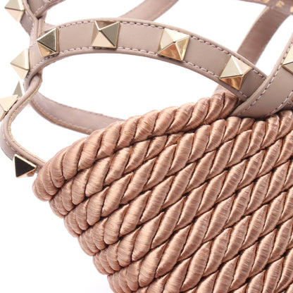 ロックスタッズ サンダル レザー ピンク ウェッジソール ヴァレンティノガラヴァーニ シューズ VALENTINO GARAVANI
