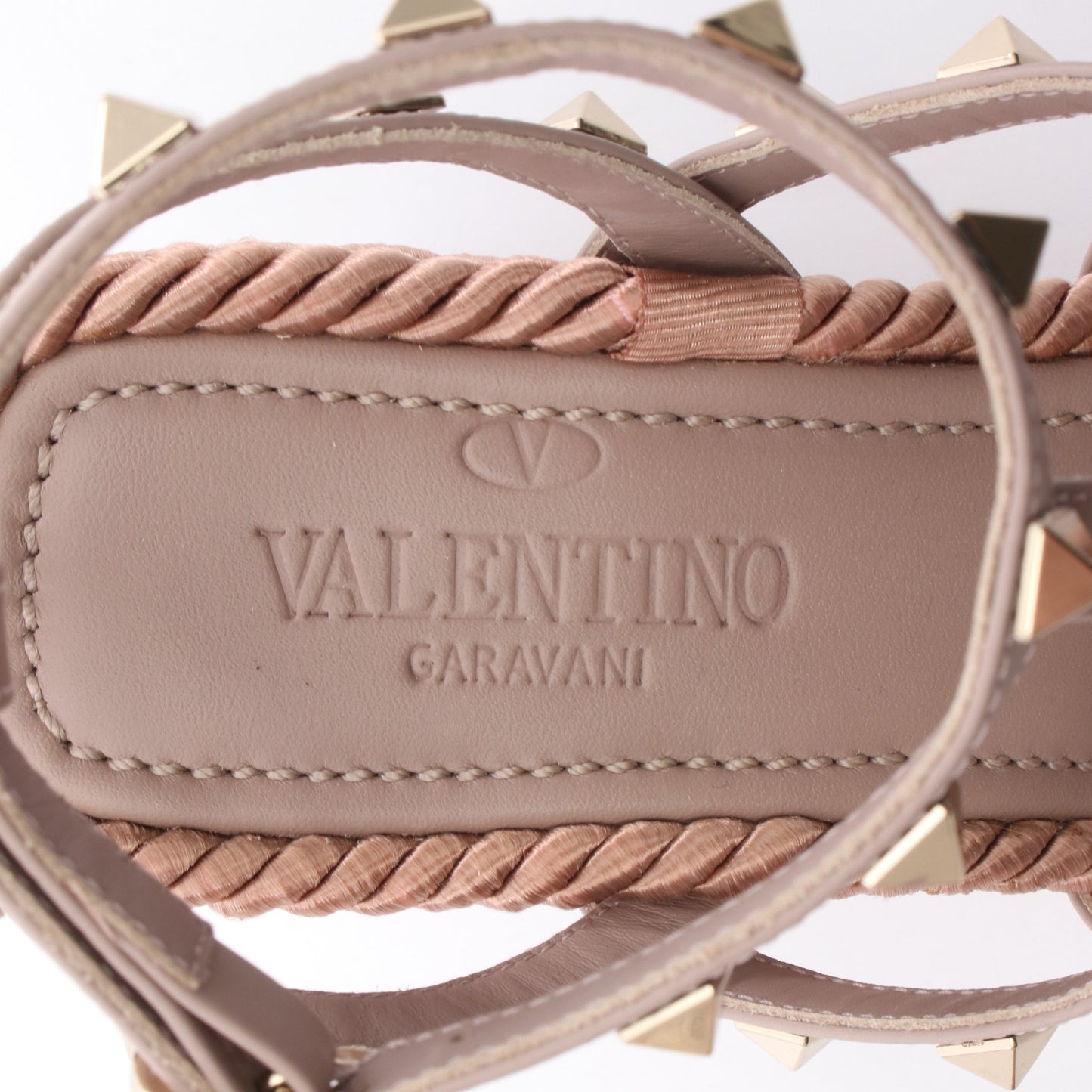 ロックスタッズ サンダル レザー ピンク ウェッジソール ヴァレンティノガラヴァーニ シューズ VALENTINO GARAVANI