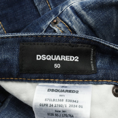 SKATER JEAN デニムパンツ コットン ブルー ダメージ加工 ディースクエアード ボトムス DSQUARED2