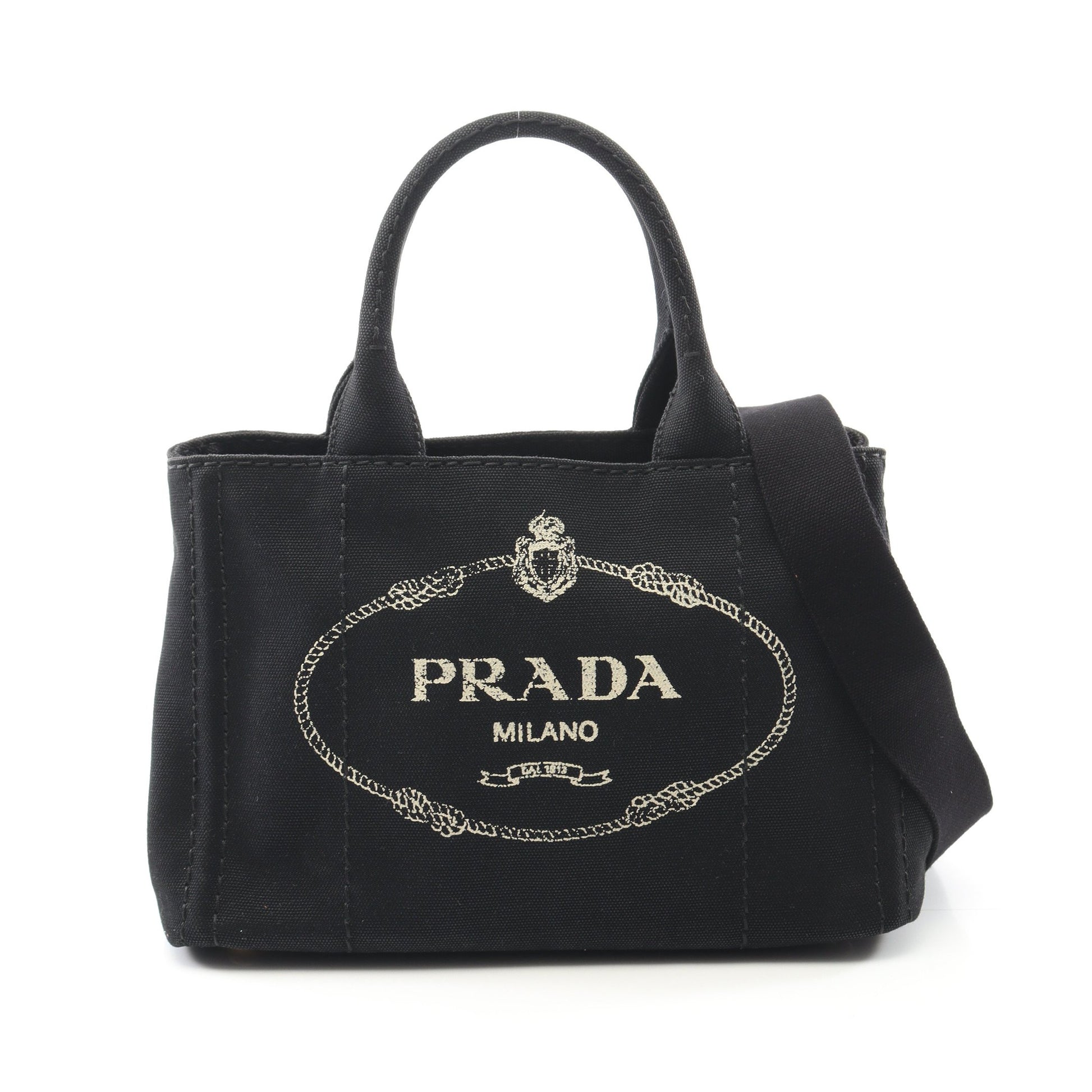 CANAPA カナパ ハンドバッグ トートバッグ キャンバス ブラック 2WAY プラダ バッグ PRADA