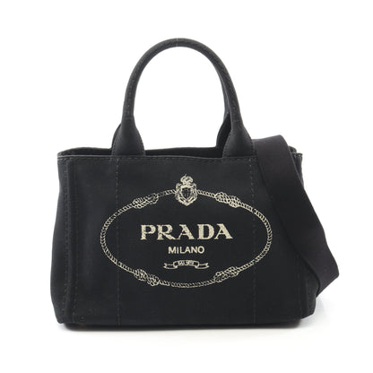 CANAPA カナパ ハンドバッグ トートバッグ キャンバス ブラック 2WAY プラダ バッグ PRADA