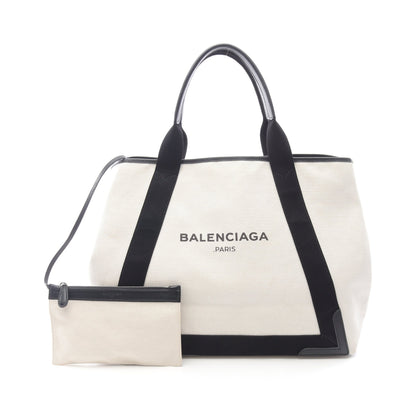 NAVY CABAS ネイビーカバ M ハンドバッグ トートバッグ キャンバス レザー ホワイト ブラック バレンシアガ バッグ BALENCIAGA