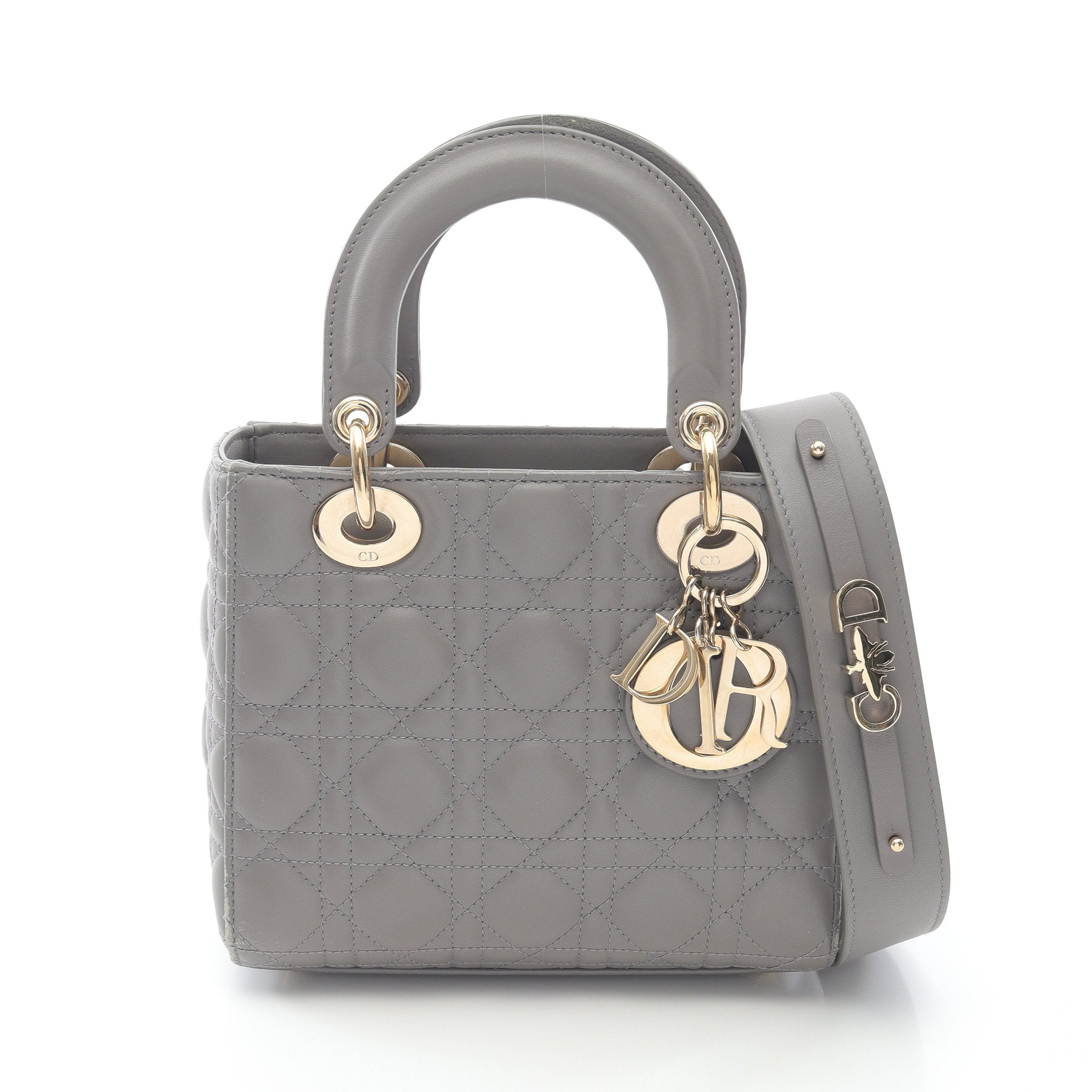 レディディオール スモール ハンドバッグ レザー グレー 2WAY