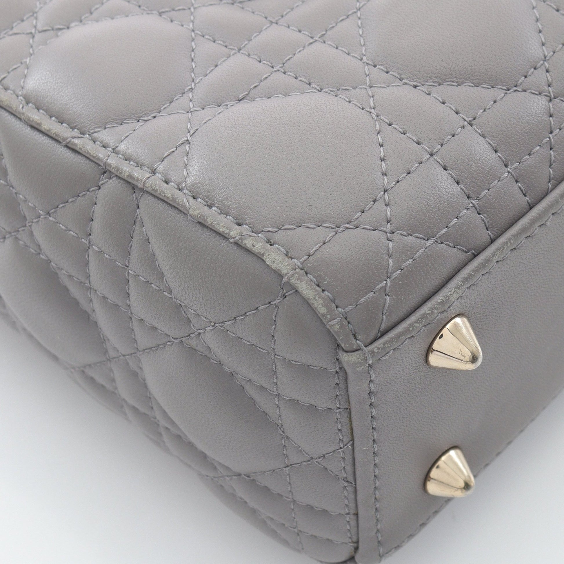 レディディオール スモール ハンドバッグ レザー グレー 2WAY クリスチャンディオール バッグ Christian Dior