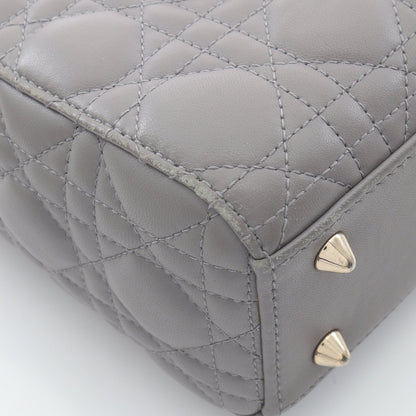 レディディオール スモール ハンドバッグ レザー グレー 2WAY クリスチャンディオール バッグ Christian Dior