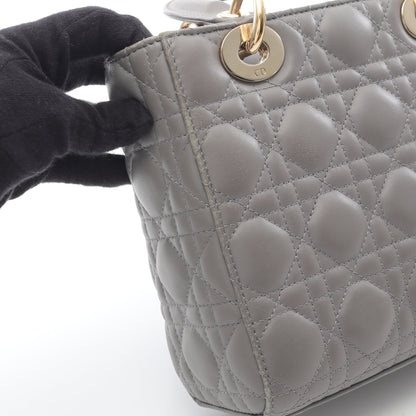 レディディオール スモール ハンドバッグ レザー グレー 2WAY クリスチャンディオール バッグ Christian Dior