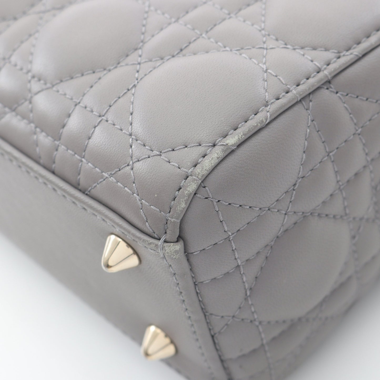 レディディオール スモール ハンドバッグ レザー グレー 2WAY クリスチャンディオール バッグ Christian Dior