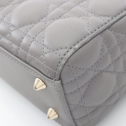 レディディオール スモール ハンドバッグ レザー グレー 2WAY クリスチャンディオール バッグ Christian Dior