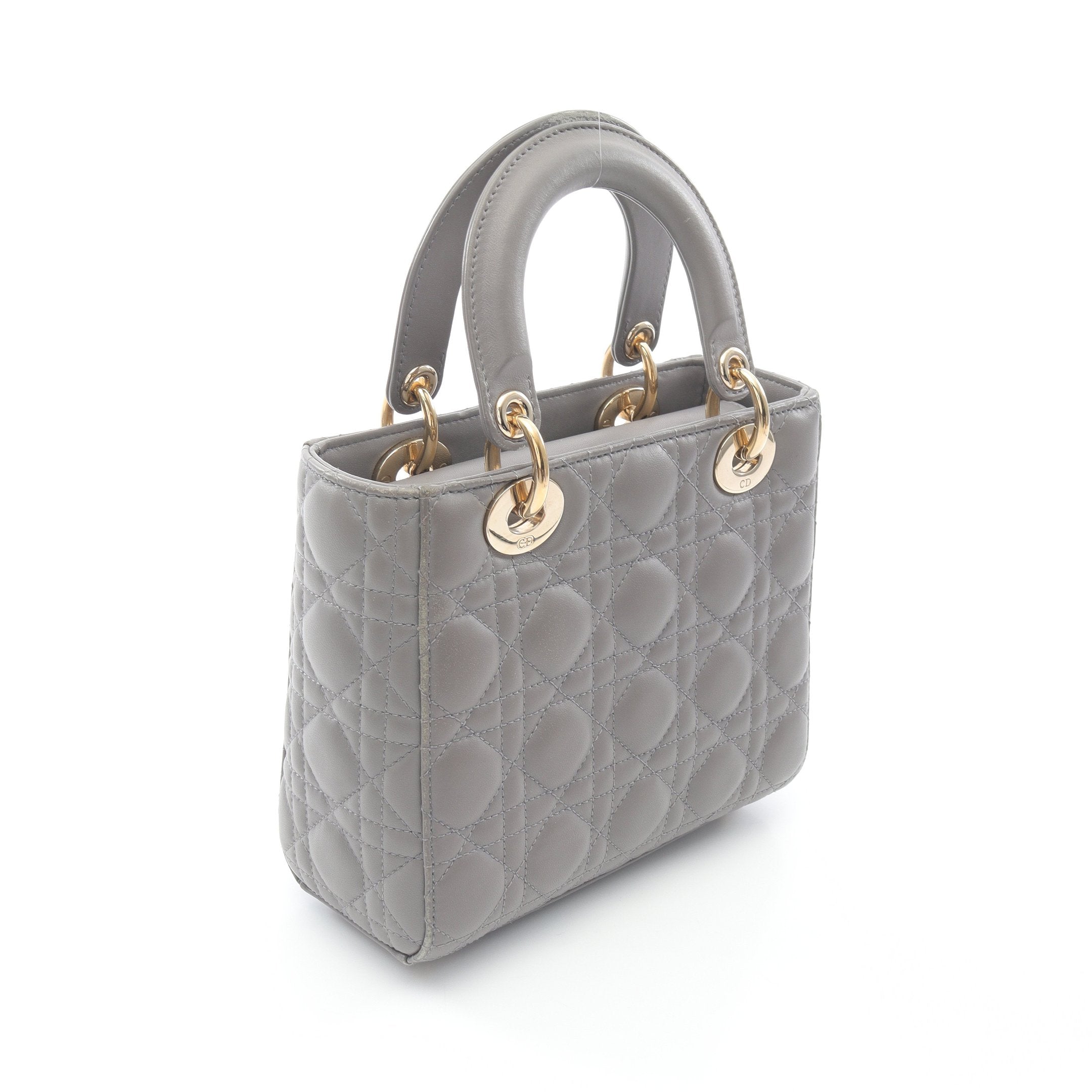 レディディオール スモール ハンドバッグ レザー グレー 2WAY