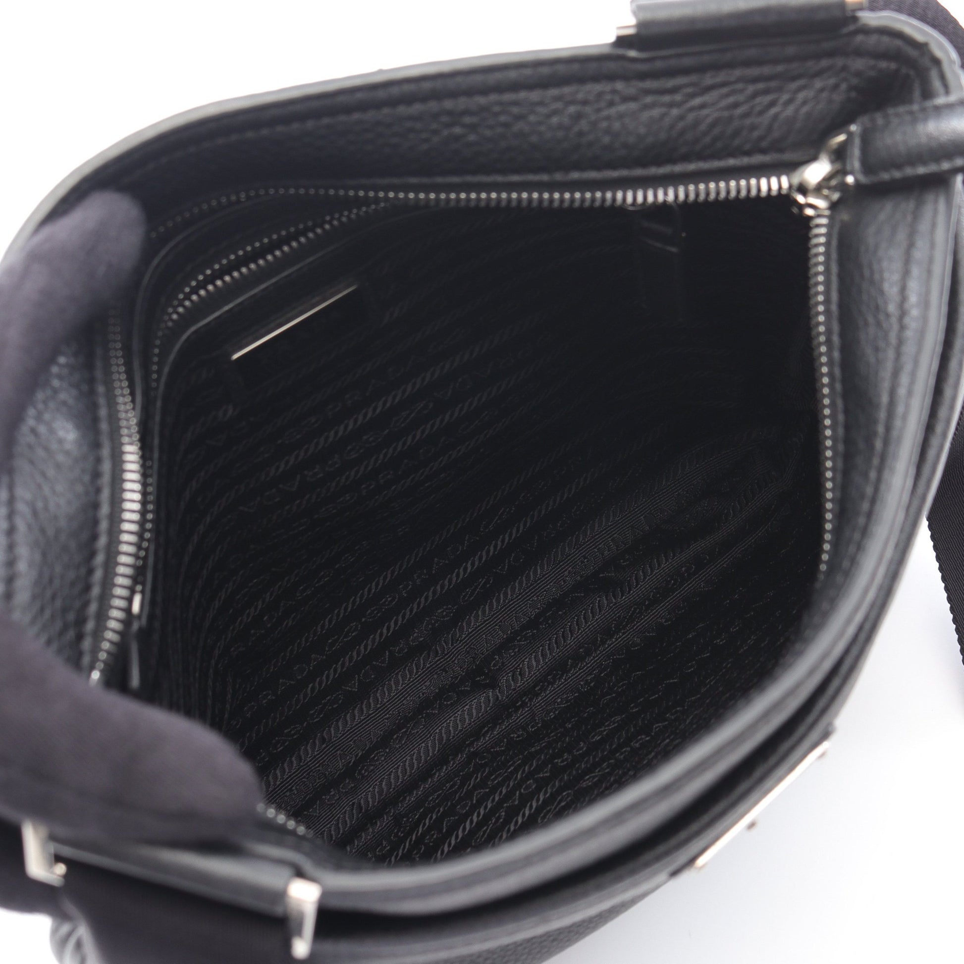 VITTELO CITY ショルダーバッグ レザー ブラック プラダ バッグ PRADA