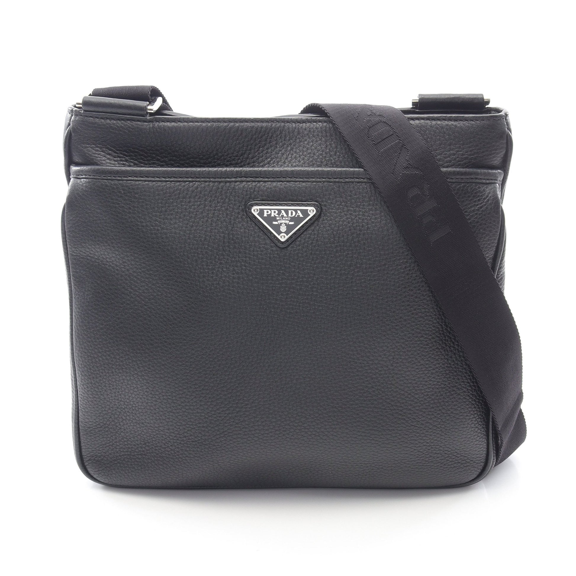 VITTELO CITY ショルダーバッグ レザー ブラック プラダ バッグ PRADA