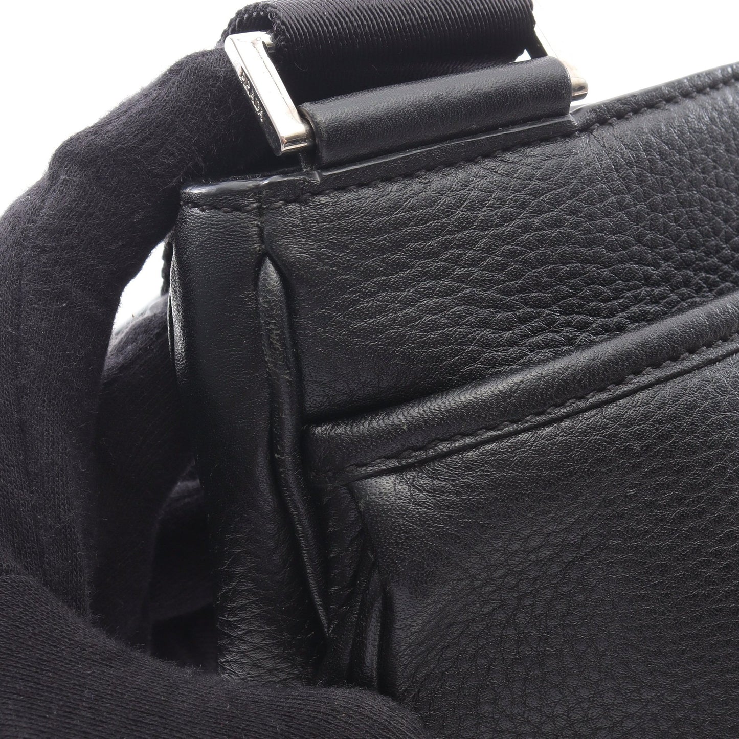 VITTELO CITY ショルダーバッグ レザー ブラック プラダ バッグ PRADA