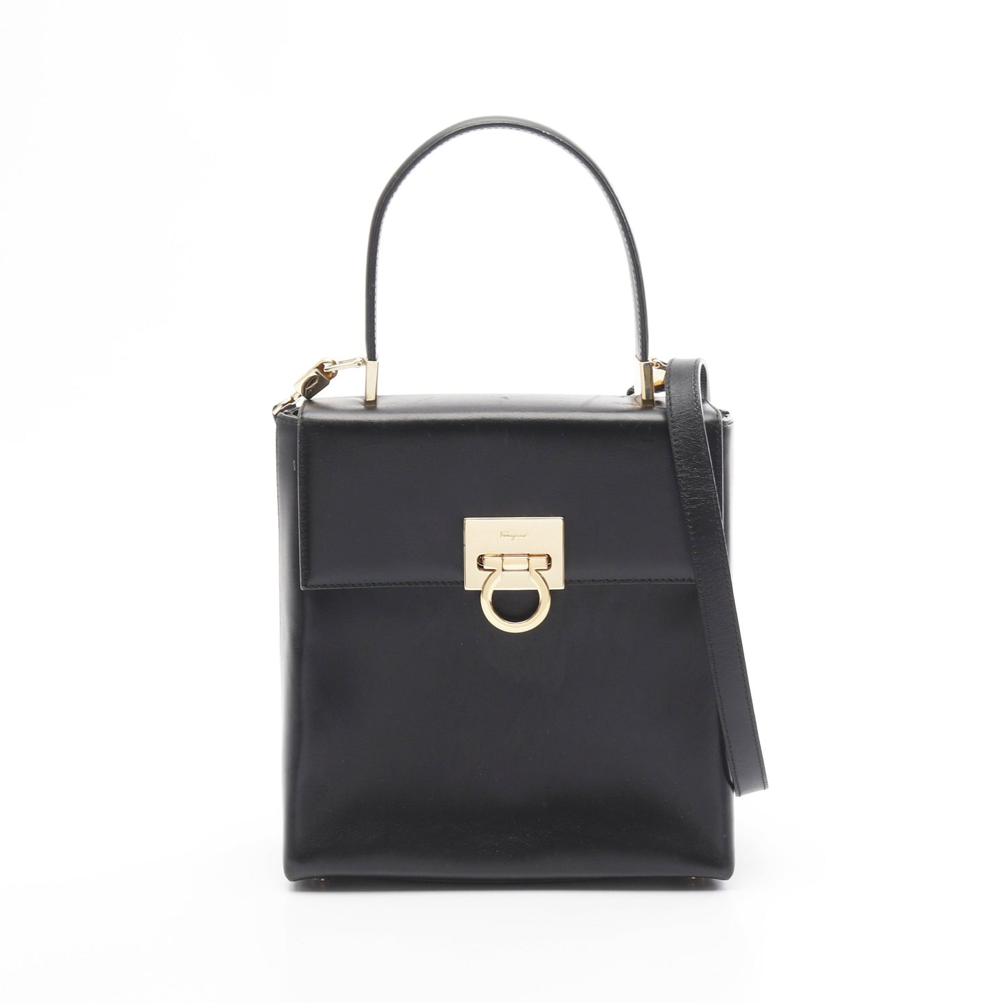 ガンチーニ ハンドバッグ レザー ブラック 2WAY サルヴァトーレフェラガモ バッグ Salvatore Ferragamo