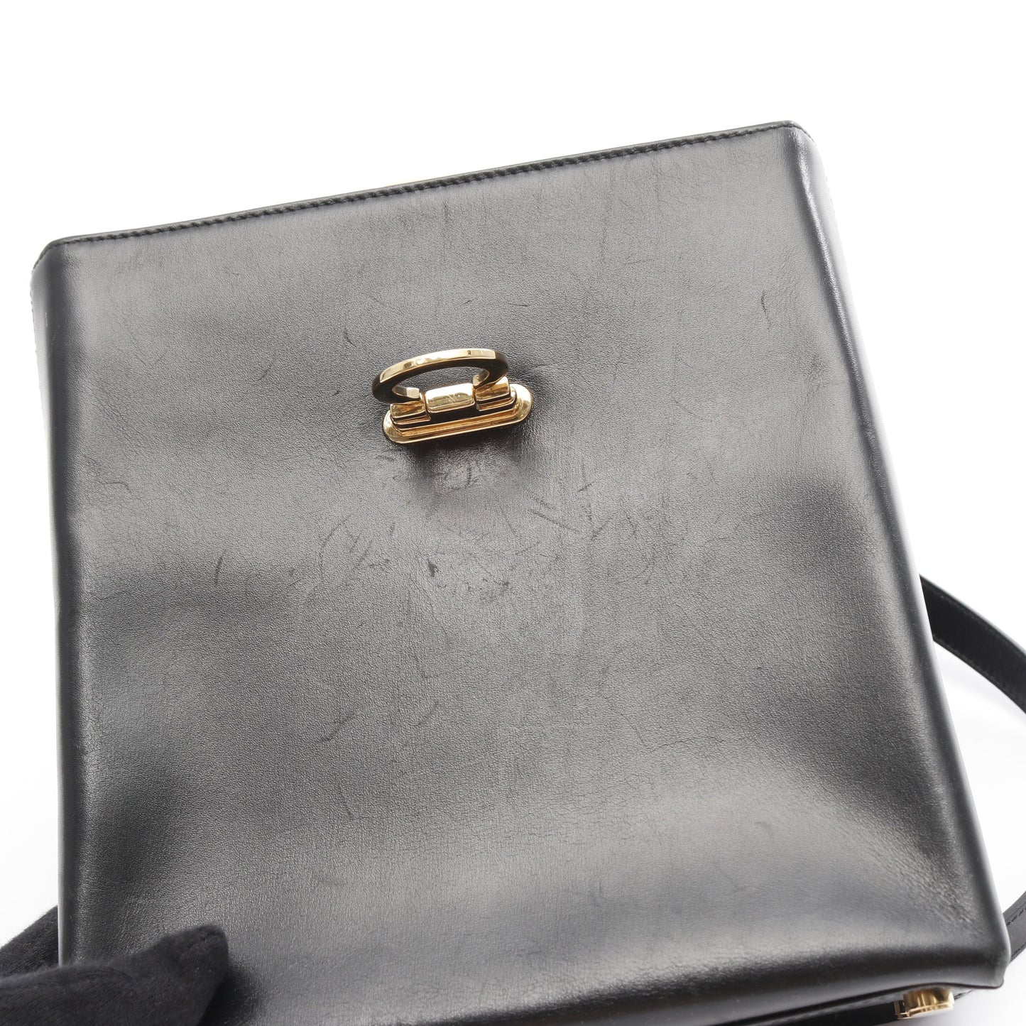 ガンチーニ ハンドバッグ レザー ブラック 2WAY サルヴァトーレフェラガモ バッグ Salvatore Ferragamo