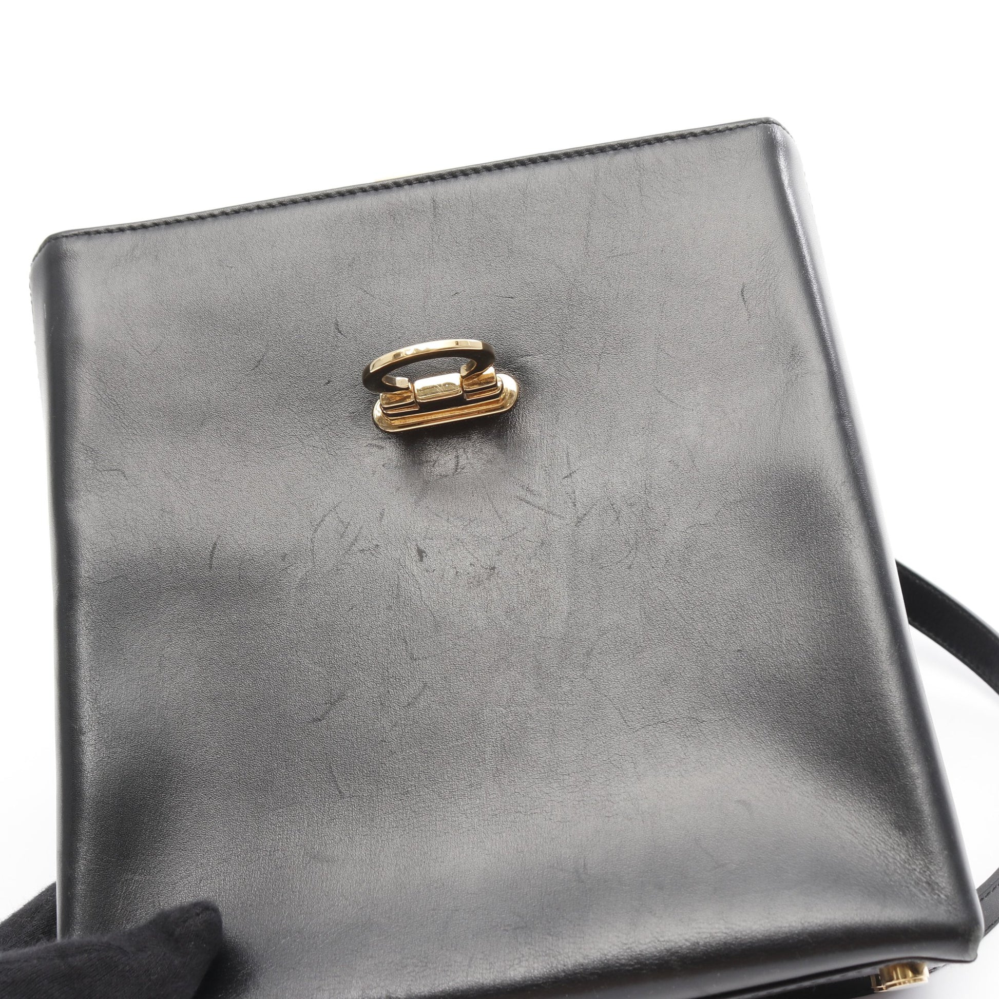 ガンチーニ ハンドバッグ レザー ブラック 2WAY サルヴァトーレフェラガモ バッグ Salvatore Ferragamo