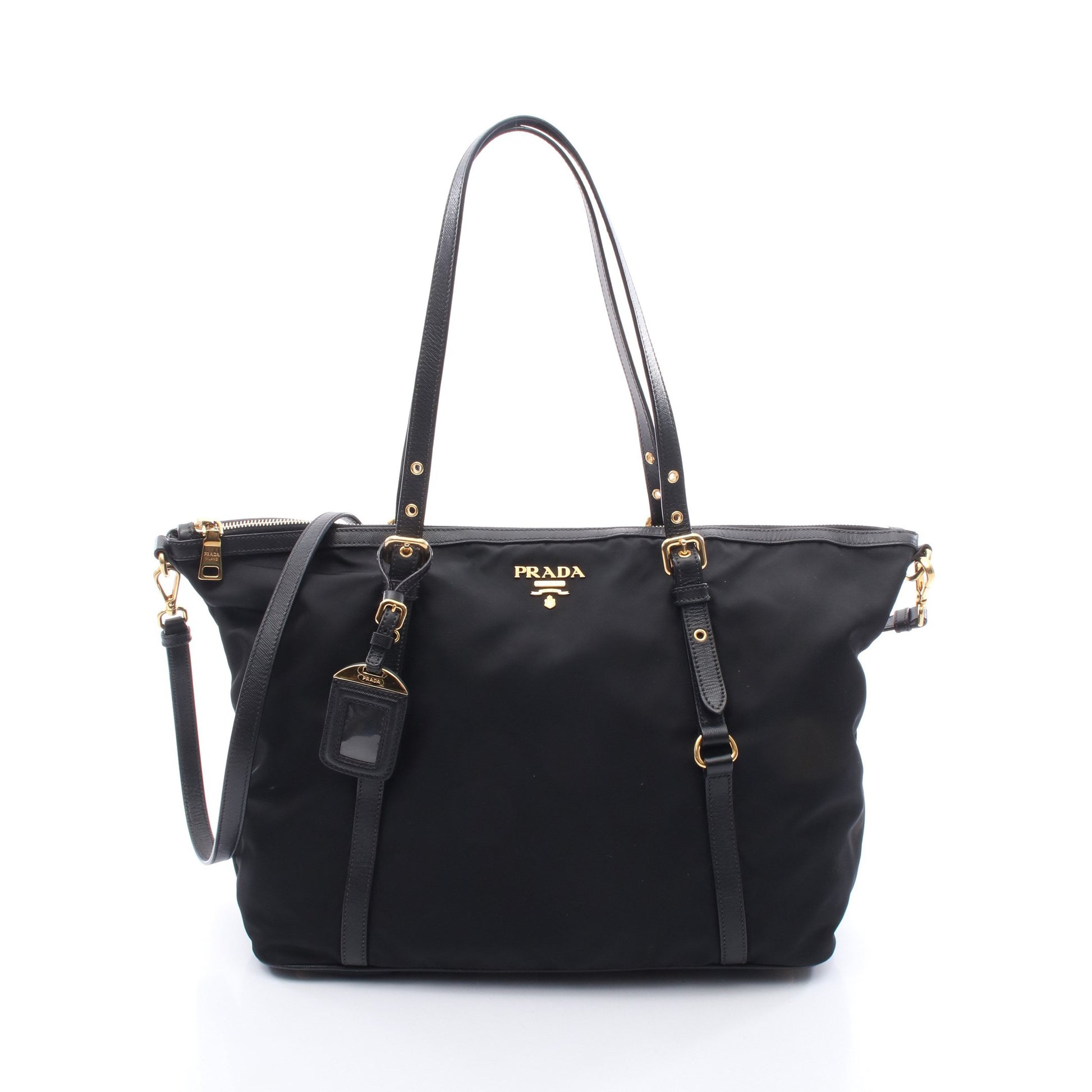 TESSUTO+SAFFIANO ショルダーバッグ トートバッグ ナイロン サフィアーノレザー ブラック 2WAY プラダ バッグ PRADA