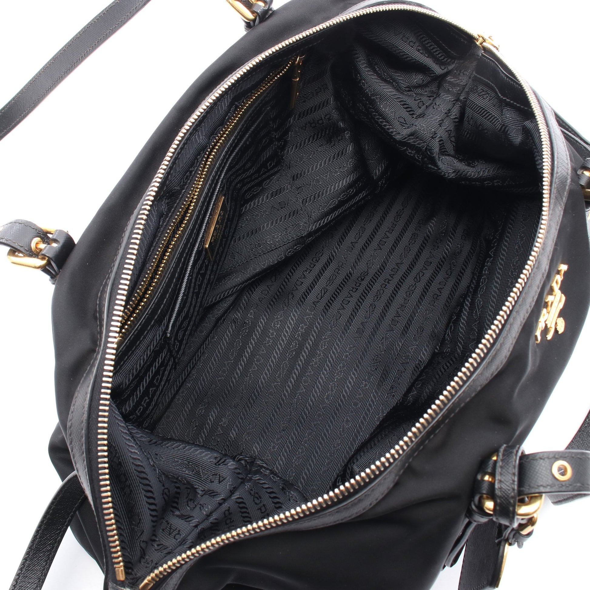 TESSUTO+SAFFIANO ショルダーバッグ トートバッグ ナイロン サフィアーノレザー ブラック 2WAY プラダ バッグ PRADA