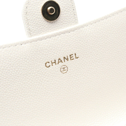 マトラッセ フォンケース チェーンウォレット キャビアスキン ホワイト ゴールド金具 シャネル バッグ CHANEL